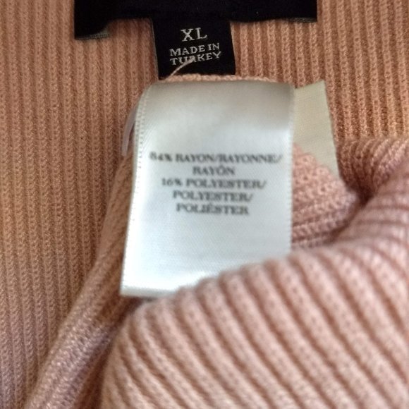 Ann Taylor Peach Rib Knit Spring Sweater Long Sleeve, Figure Slimming Size XL - Picture 4 of 4